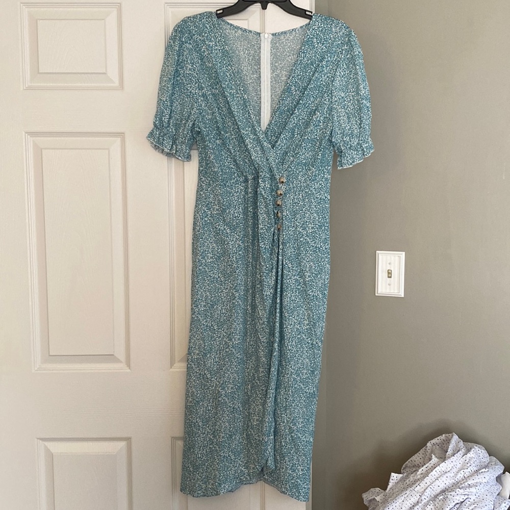 Teal Patterned Maxi Dress